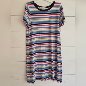 Striped Multicolor T-Shirt Dress ANN tayloR loft MEDIUM
